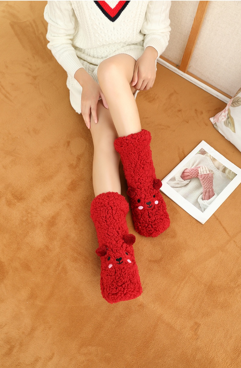 Cozy Plush Animal Slipper Socks Winter Warm Non-Slip Plush Floor Socks